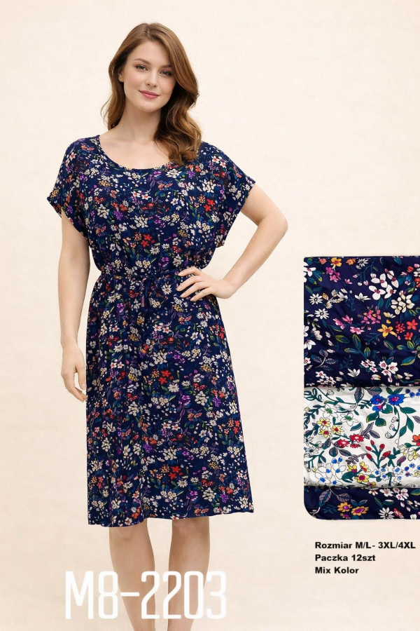 Sukienki damskie Roz M-4XL, Mix Kolor .Paczka 12 szt 1